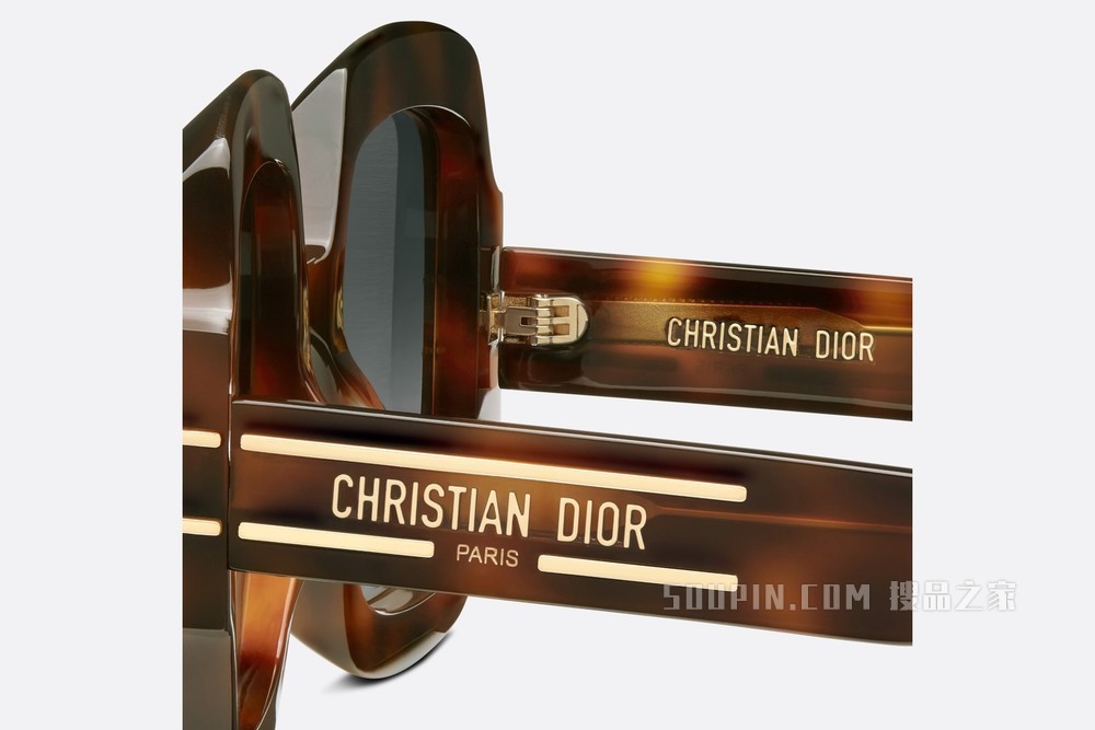 DiorSignature S1U 太阳眼镜 淡褐色玳瑁效果正方形镜框