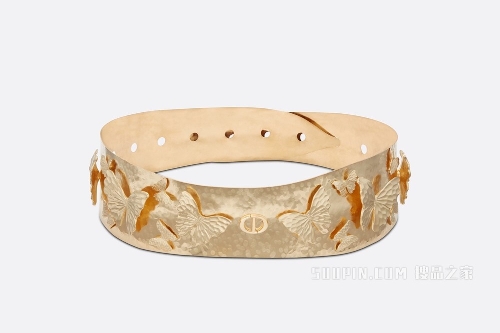 Dior Metallic 腰带 60 毫米金色饰面金属搭配蝴蝶装饰