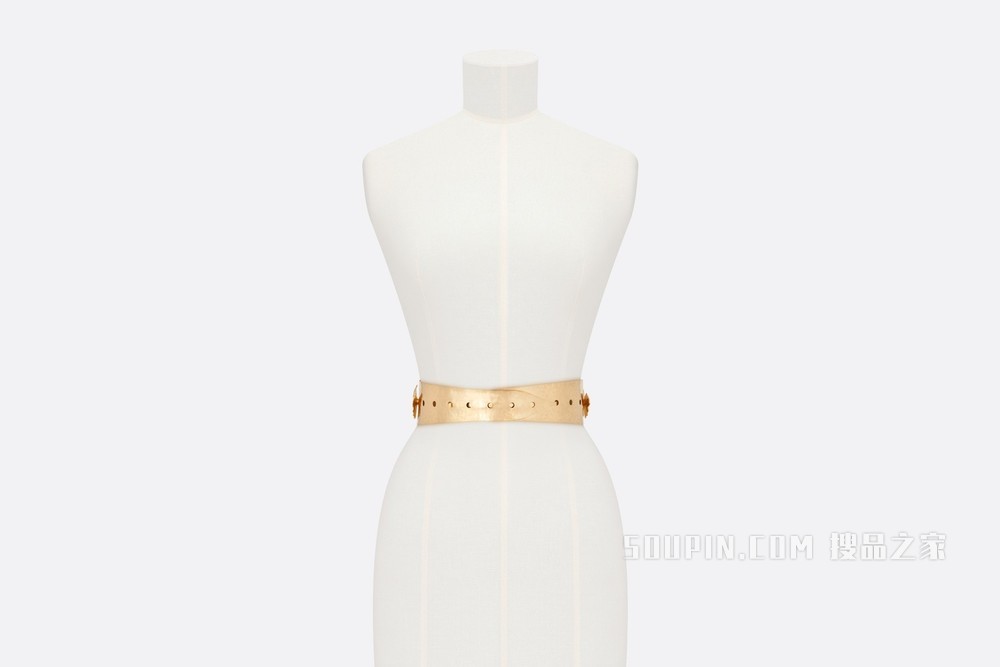 Dior Metallic 腰带 60 毫米金色饰面金属搭配蝴蝶装饰