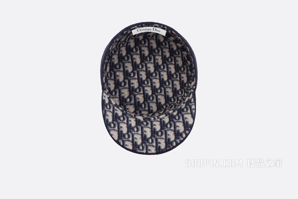 Dior Chic 双面帽子 蓝色羊毛混纺面料