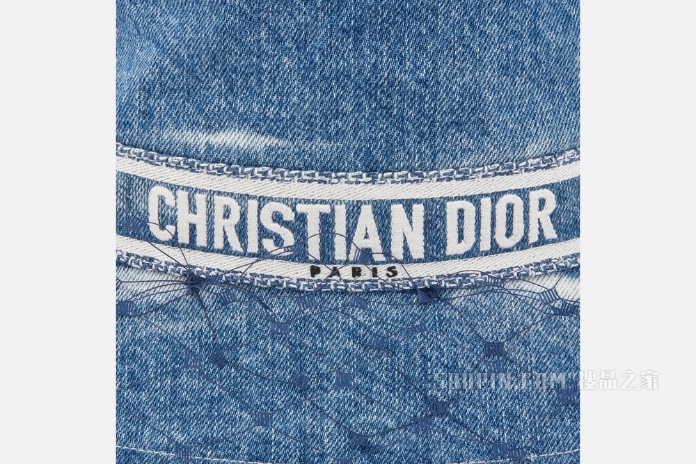 Dior Denim Wash 窄檐桶帽 蓝色棉质牛仔布搭配面纱