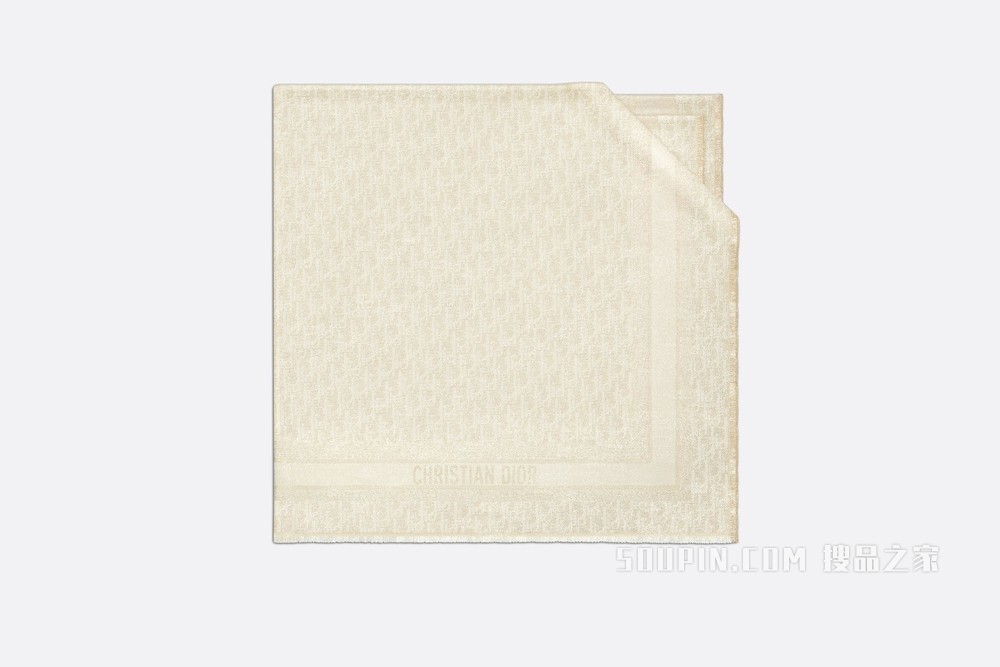 Dior 印花披肩 金色桑蚕丝混纺面料和金属光泽线 Oblique 印花