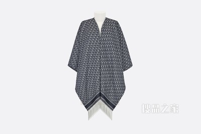 Dior 印花披风 海军蓝色羊绒 Oblique 印花