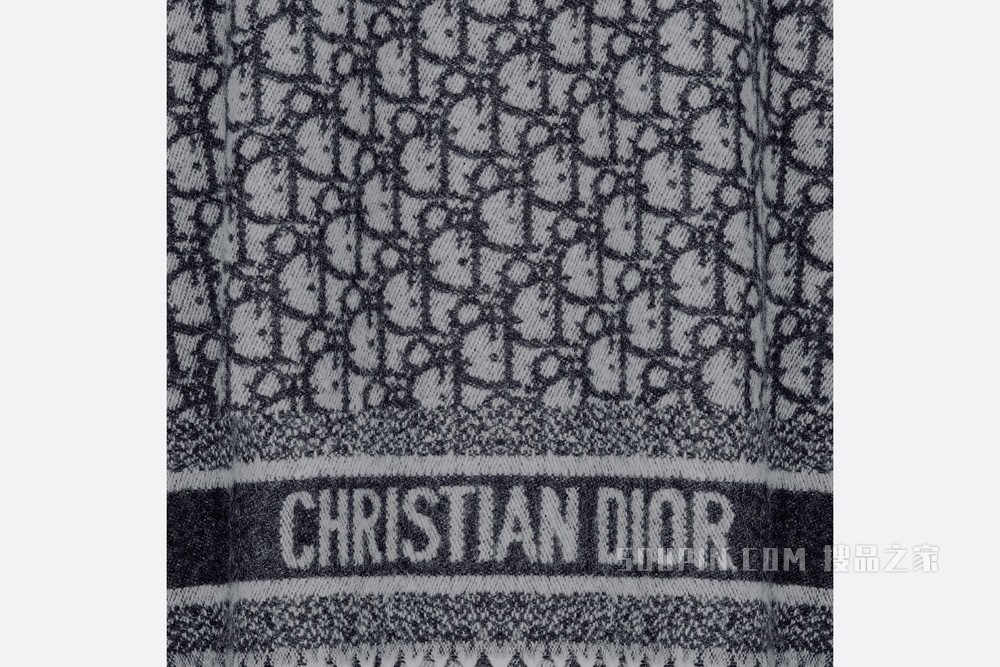 Dior 印花披风 海军蓝色羊绒 Oblique 印花