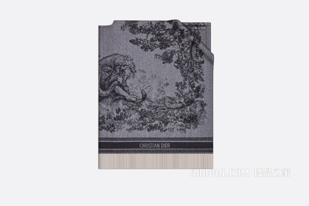 Dior 印花披风 深灰色羊绒 Sauvage 茹伊印花