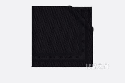 Dior 印花披肩 黑色桑蚕丝、羊毛和羊绒混纺 Oblique 印花