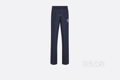 运动裤 海军蓝色羊毛和棉质混纺平纹针织面料“Christian Dior Atelier”标志