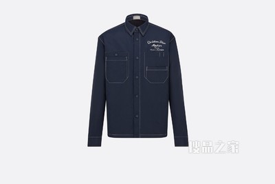 外套衬衫 蓝色褶皱科技斜纹面料“Christian Dior Atelier”标志
