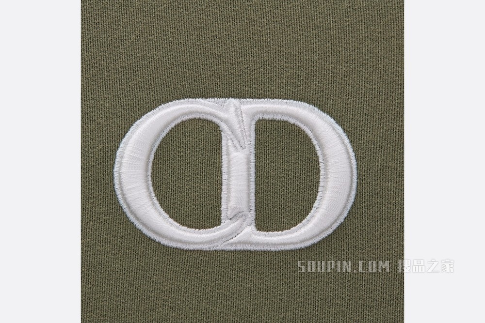 连帽运动衫 橄榄色棉质起绒面料“CD Icon”标志