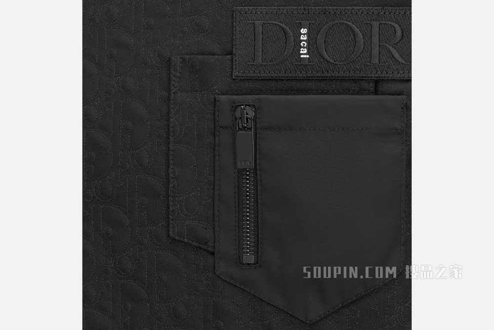 DIOR AND SACAI 绗缝外套衬衫 黑色棉质罗缎