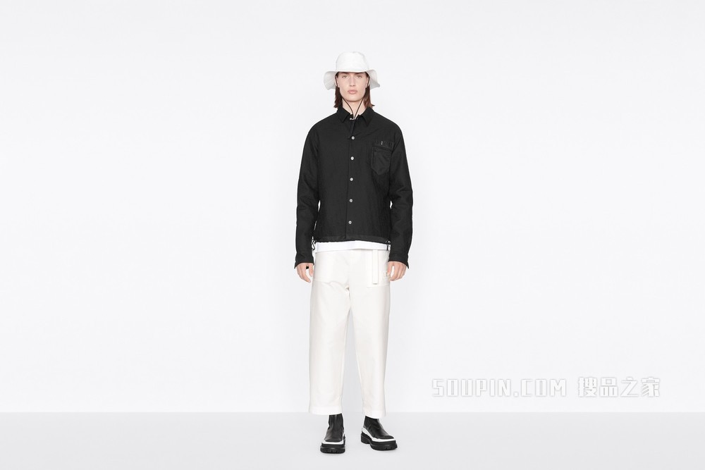DIOR AND SACAI 绗缝外套衬衫 黑色棉质罗缎