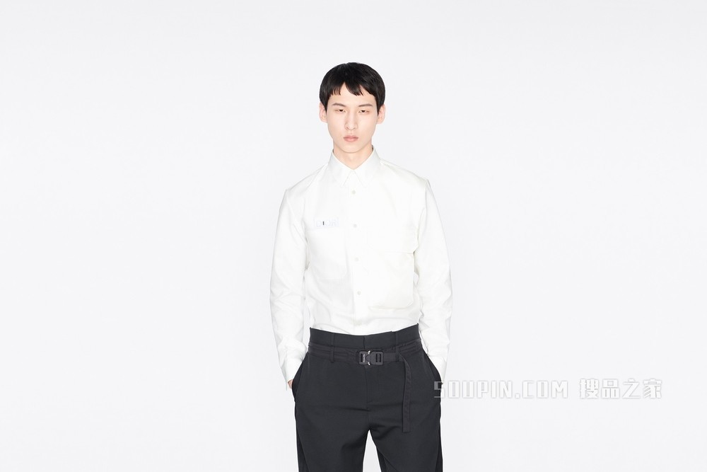 DIOR AND SACAI 外套衬衫 奶油白色棉质罗缎