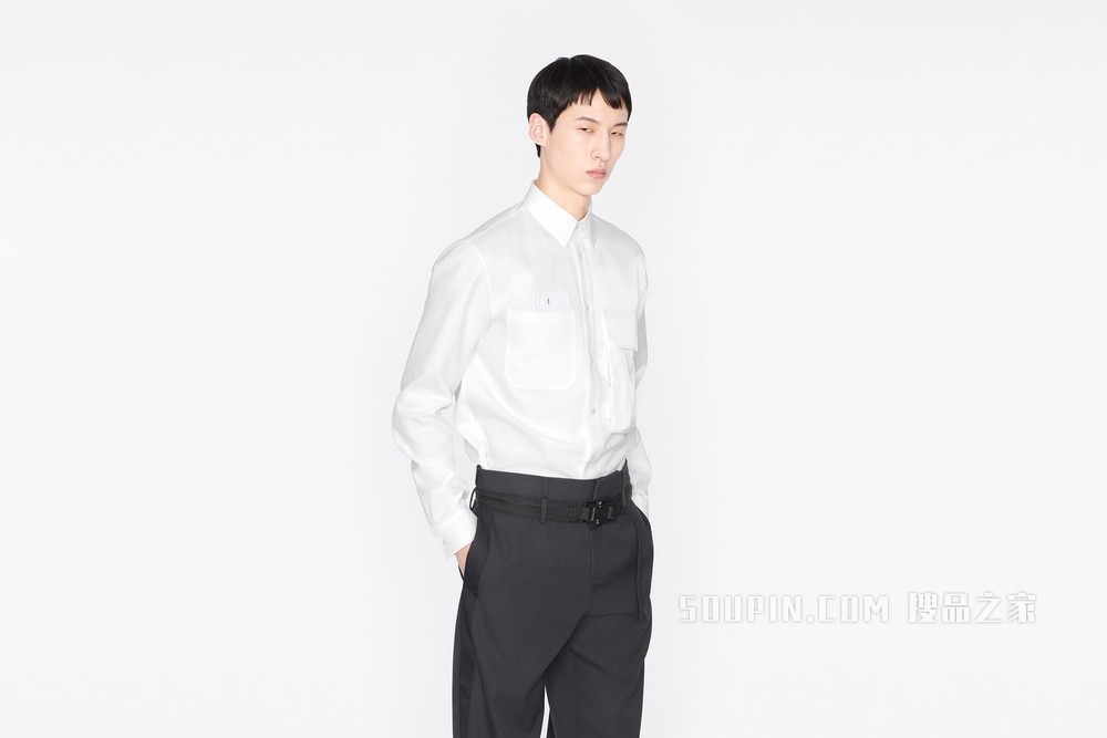 DIOR AND SACAI 外套衬衫 奶油白色棉质罗缎