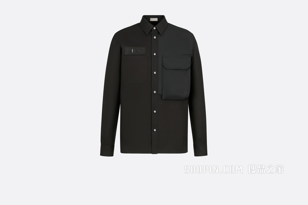 DIOR AND SACAI 外套衬衫 黑色棉质罗缎