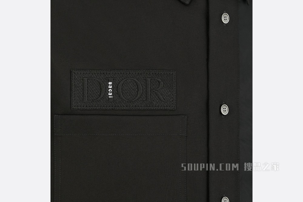 DIOR AND SACAI 外套衬衫 黑色棉质罗缎