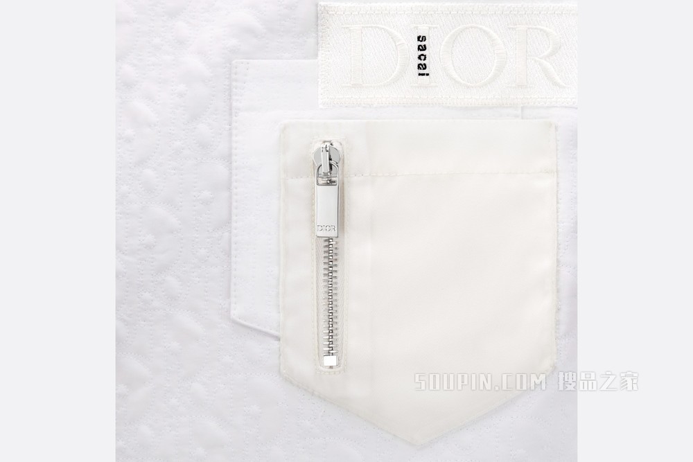 DIOR AND SACAI 绗缝外套衬衫 白色棉质罗缎