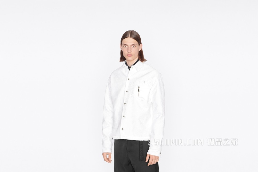 DIOR AND SACAI 绗缝外套衬衫 白色棉质罗缎