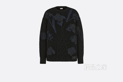 DIOR AND SACAI 超大版型针织衫 黑色羊毛和羊绒混纺针织面料