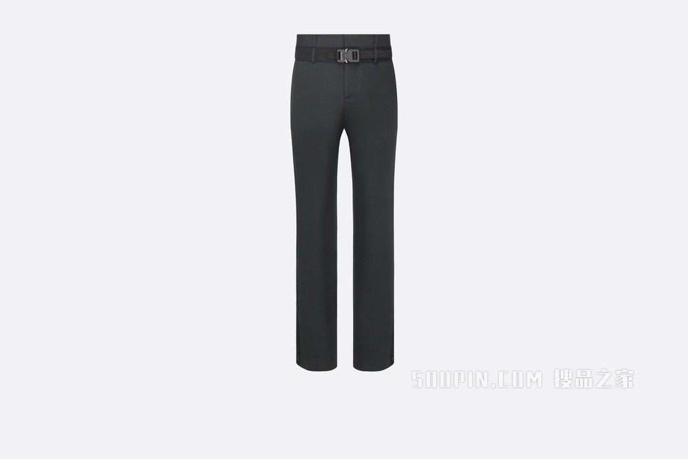 DIOR AND SACAI 长裤 黑色复古风格羊毛斜纹面料