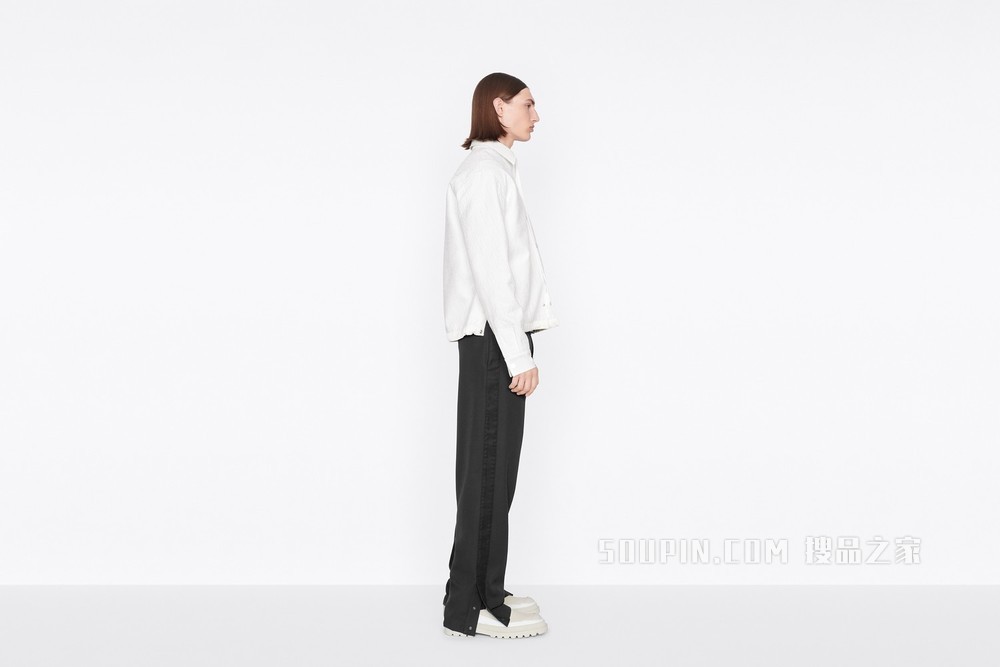 DIOR AND SACAI 长裤 黑色复古风格羊毛斜纹面料