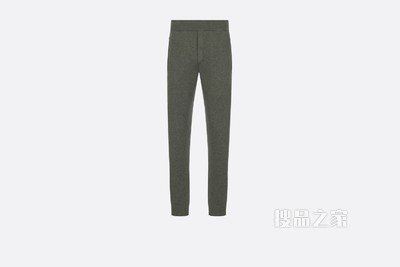 运动裤 橄榄色棉质和羊绒混纺针织面料