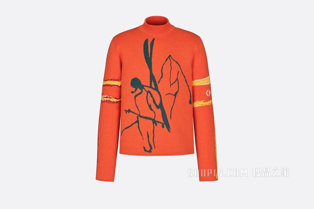 DIOR AND PETER DOIG 针织衫 橙色羊毛提花面料