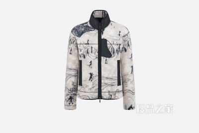 DIOR AND PETER DOIG 双面短夹克 灰色羊毛混纺科技提花面料和科技提花面料 Oblique 印花