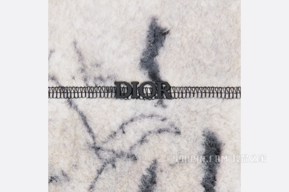 DIOR AND PETER DOIG 双面短夹克 灰色羊毛混纺科技提花面料和科技提花面料 Oblique 印花