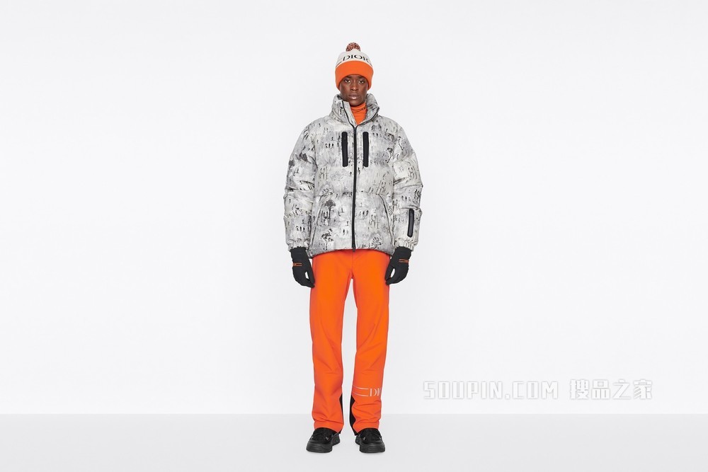 DIOR AND DESCENTE 滑雪裤 橙色和黑色科技面料