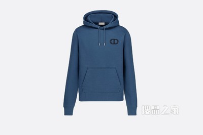 连帽运动衫 蓝色棉质起绒布“CD Icon”标志