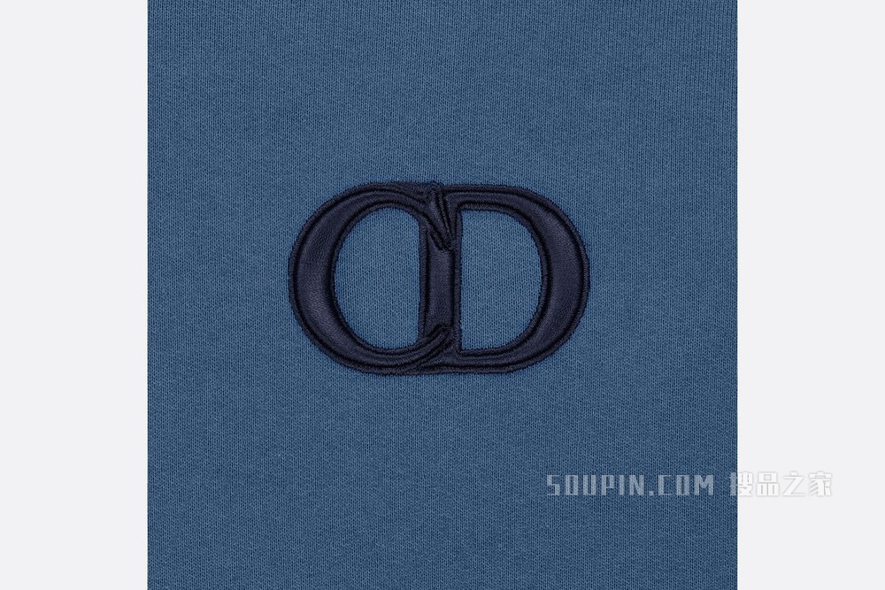 连帽运动衫 蓝色棉质起绒布“CD Icon”标志