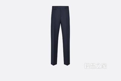 经典长裤 海军蓝色羊毛和马海毛混纺