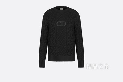针织衫 黑色羊绒绞花针织“CD”标志