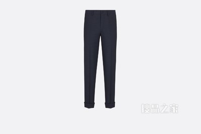 卷边斜纹长裤 蓝色羊毛斜纹防水面料