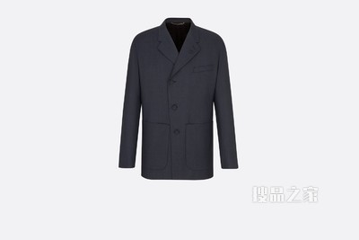 工装夹克 蓝色羊毛面料超迷你图案