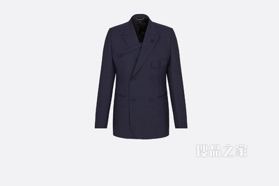 双排扣单西 蓝色羊毛防水面料威尔士亲王格纹
