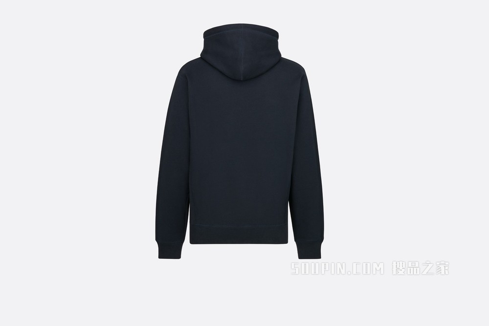 超大版型连帽运动衫 海军蓝色棉质起绒布“Christian Dior Atelier”标志