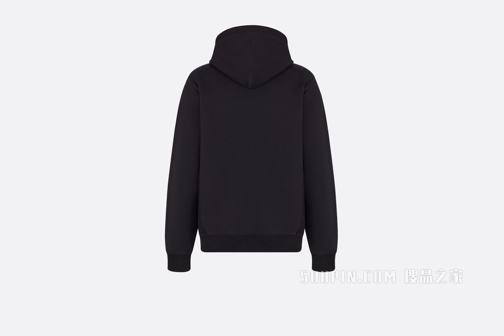 超大版型连帽运动衫 黑色棉质起绒布“Christian Dior Atelier”标志