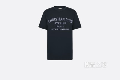 超大版型 T 恤 海军蓝色棉质平纹针织布“Christian Dior Atelier”标志