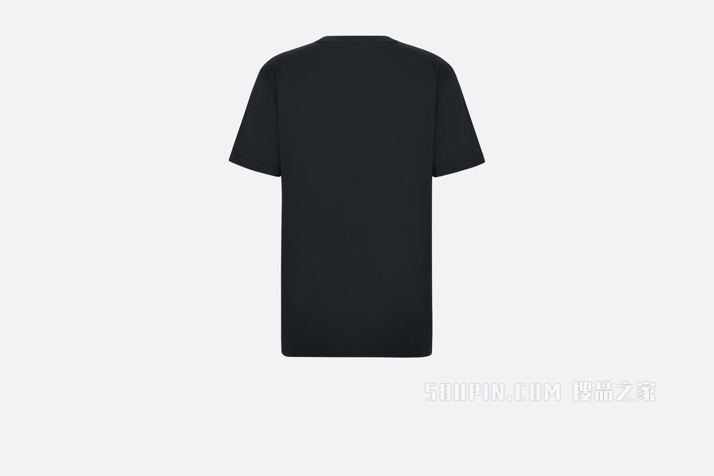 超大版型 T 恤 海军蓝色棉质平纹针织布“Christian Dior Atelier”标志