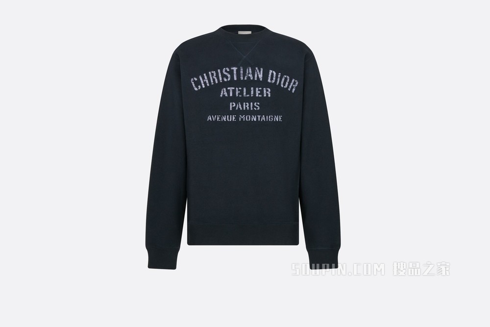 超大版型卫衣 海军蓝色棉质起绒布“Christian Dior Atelier”标志