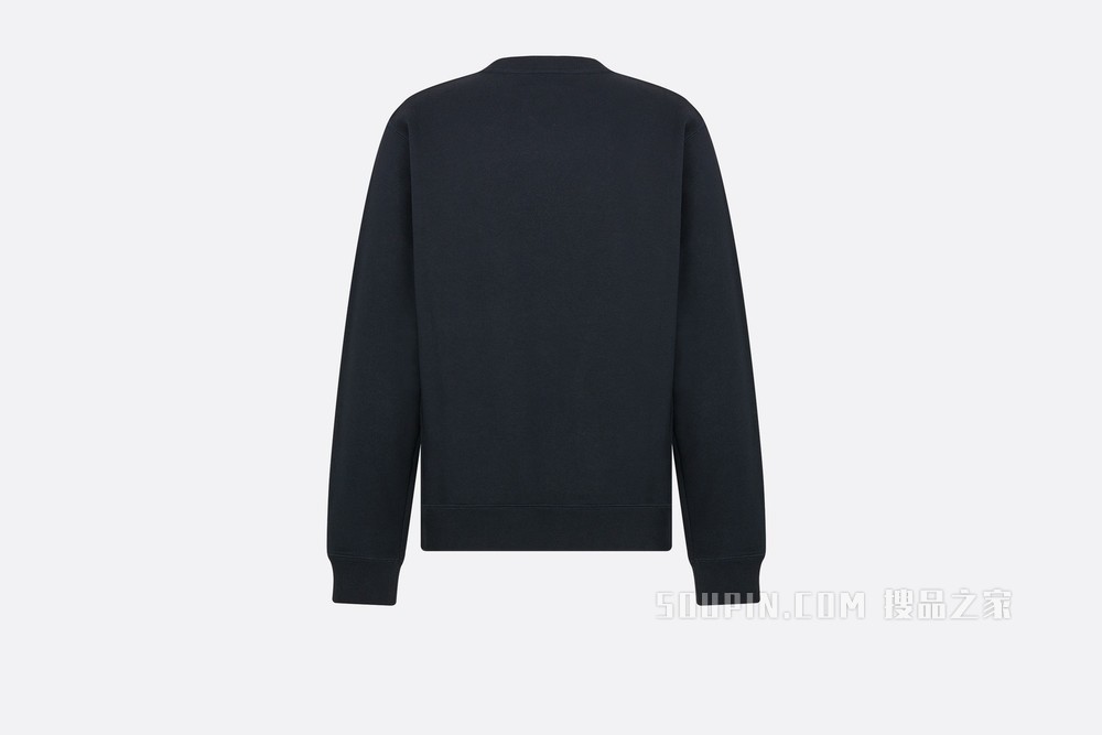超大版型卫衣 海军蓝色棉质起绒布“Christian Dior Atelier”标志