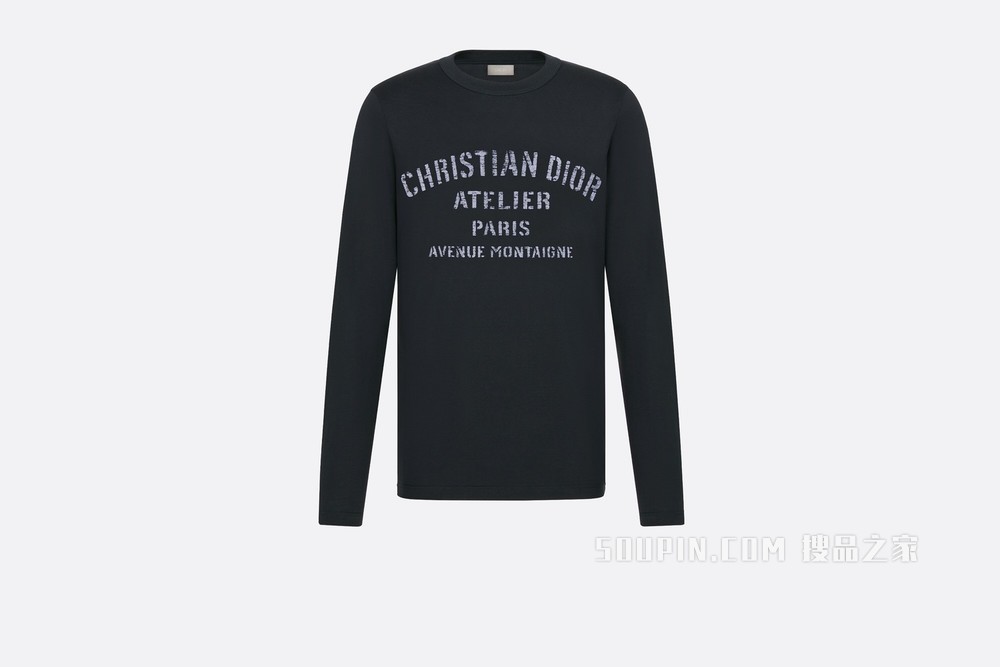 T 恤 海军蓝色棉质平纹针织布“Christian Dior Atelier”标志