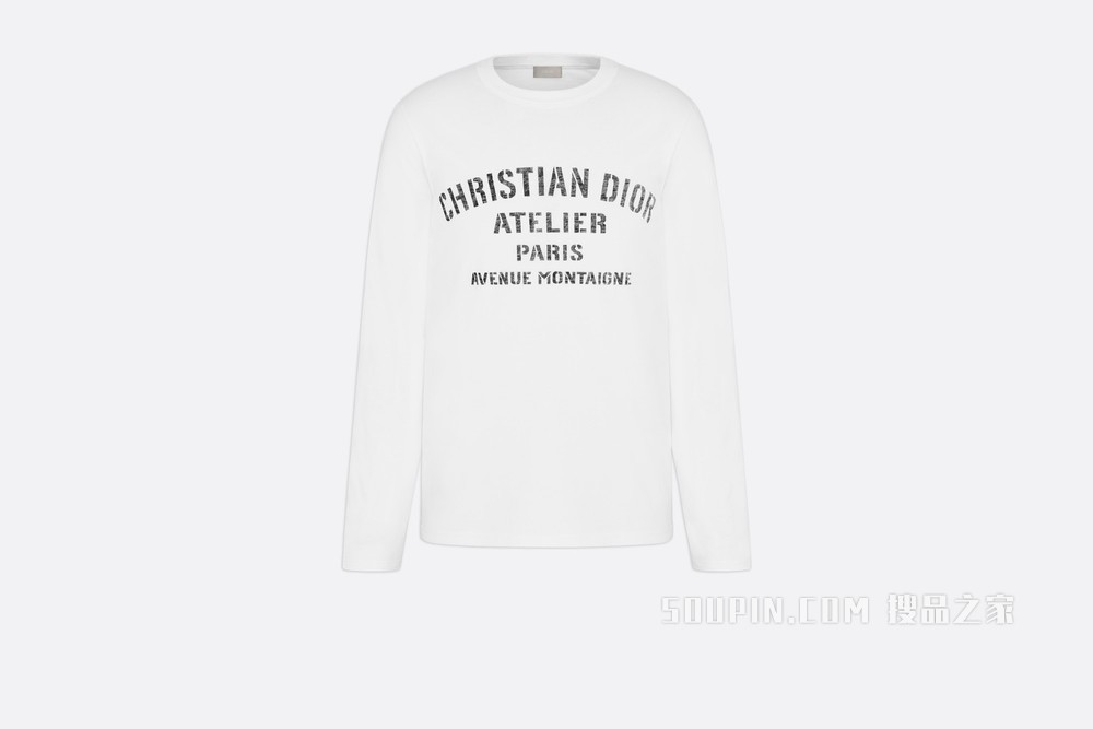 T 恤 白色棉质平纹针织布“Christian Dior Atelier”标志