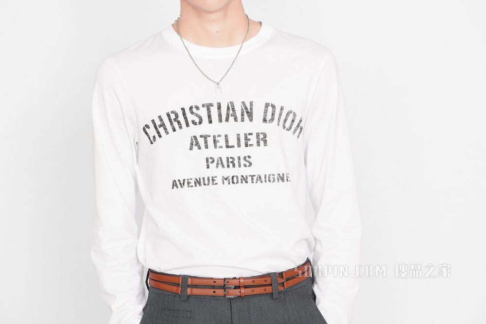 T 恤 白色棉质平纹针织布“Christian Dior Atelier”标志