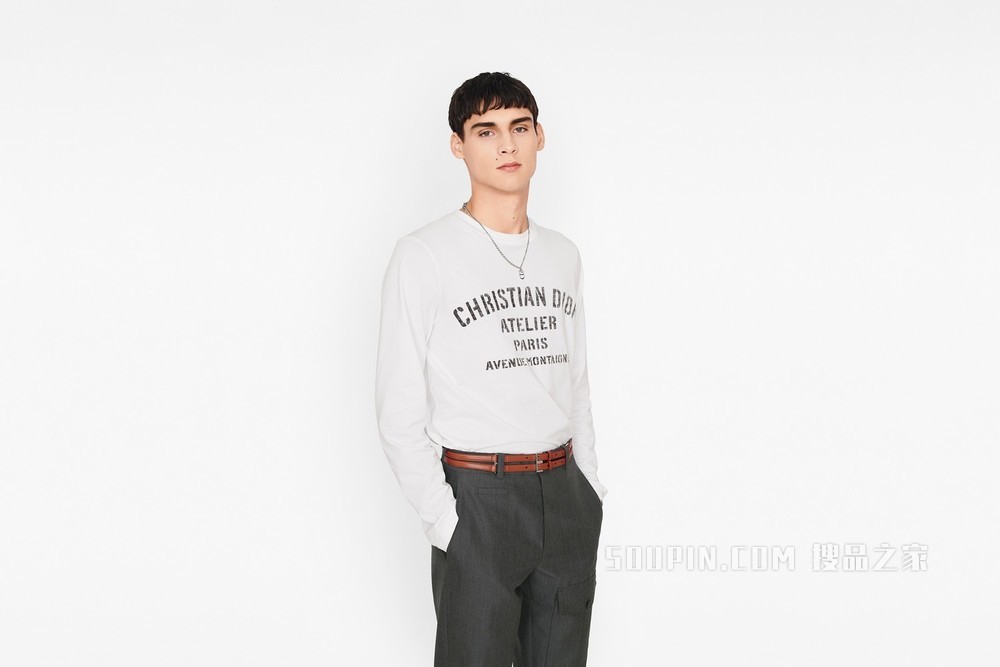 T 恤 白色棉质平纹针织布“Christian Dior Atelier”标志