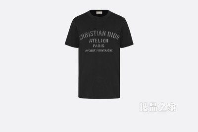 超大版型 T 恤 黑色棉质平纹针织面料“CHRISTIAN DIOR ATELIER”标志