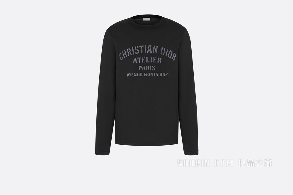 T 恤 黑色棉质平纹针织布“Christian Dior Atelier”标志
