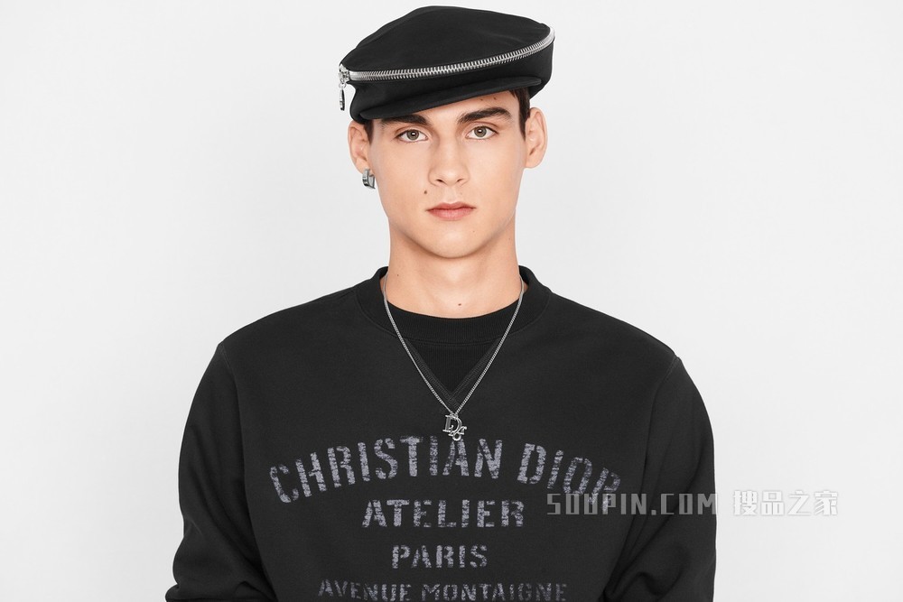 T 恤 黑色棉质平纹针织布“Christian Dior Atelier”标志