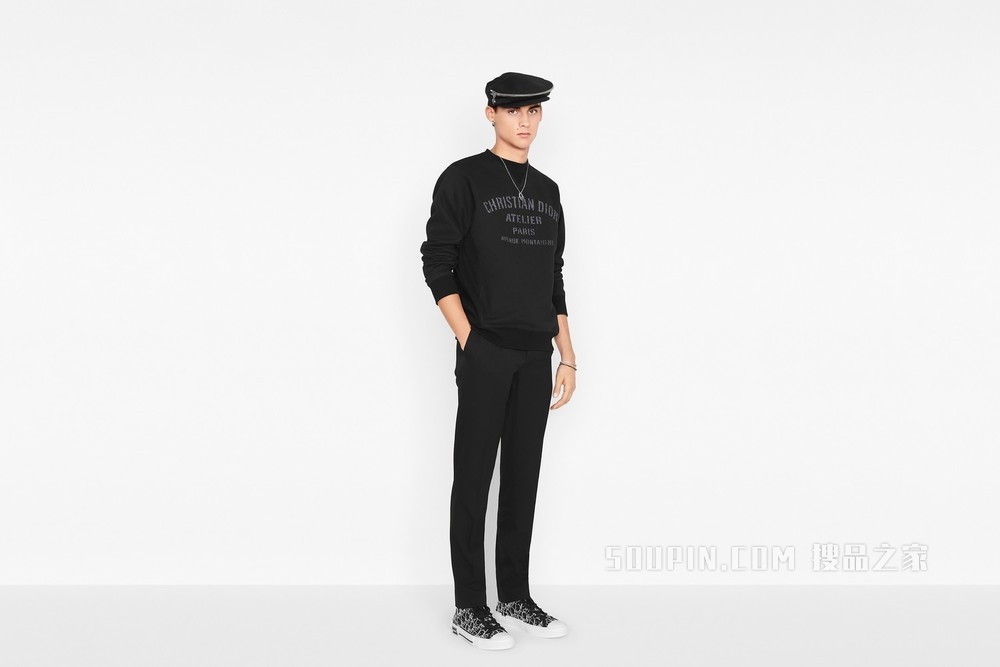 T 恤 黑色棉质平纹针织布“Christian Dior Atelier”标志